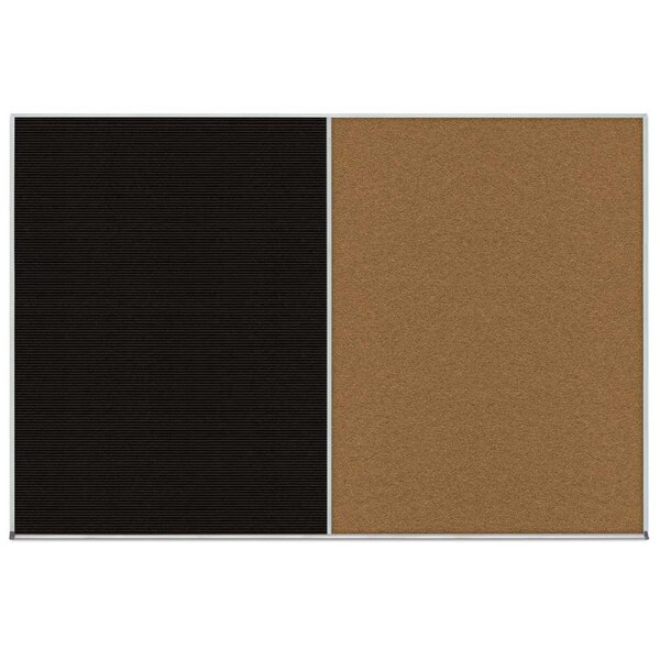 United Visual Products Enclosed Corkboard, 1 Door, 24"x36", 4" Fra UV3408-BLACK-BLACK - main